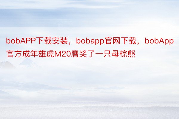 bobAPP下载安装，bobapp官网下载，bobApp官方成年雄虎M20膺奖了一只母棕熊