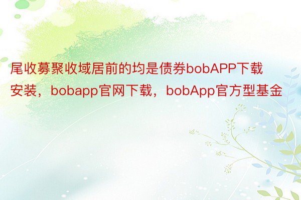 尾收募聚收域居前的均是债券bobAPP下载安装，bobapp官网下载，bobApp官方型基金